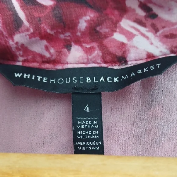 White House Black Market Sleeveless Pink Floral Tie Neck Blouse SZ 4 - Picture 2 of 7